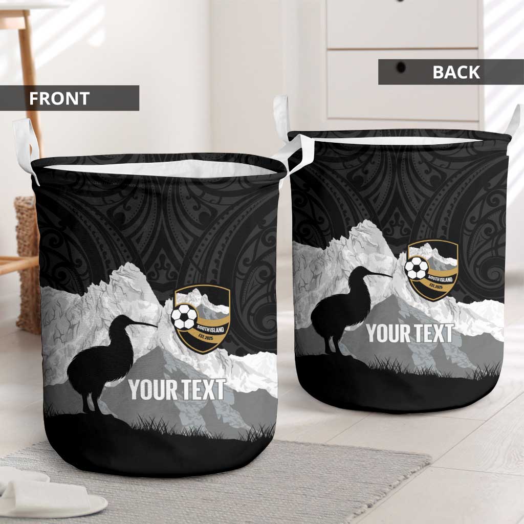 New Zealand South Island Football Custom Laundry Basket Aoraki Mount Cook With Kiwi Maori Pattern LT14 - Polynesian Pride