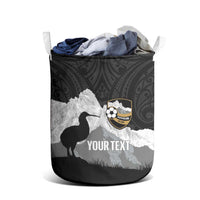 New Zealand South Island Football Custom Laundry Basket Aoraki Mount Cook With Kiwi Maori Pattern LT14 - Polynesian Pride
