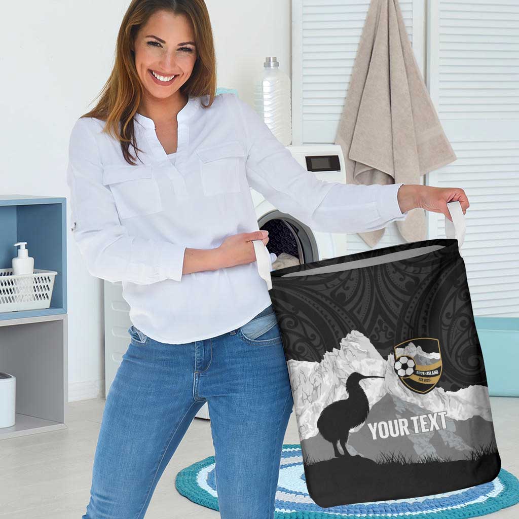 New Zealand South Island Football Custom Laundry Basket Aoraki Mount Cook With Kiwi Maori Pattern LT14 - Polynesian Pride