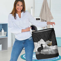 New Zealand South Island Football Custom Laundry Basket Aoraki Mount Cook With Kiwi Maori Pattern LT14 - Polynesian Pride