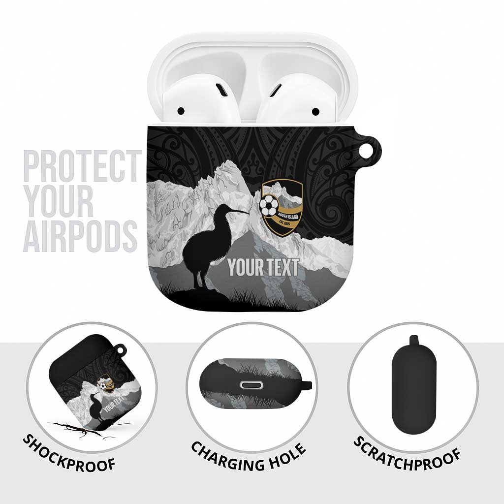 New Zealand South Island Football Custom AirPods Case Aoraki Mount Cook With Kiwi Maori Pattern LT14 - Polynesian Pride