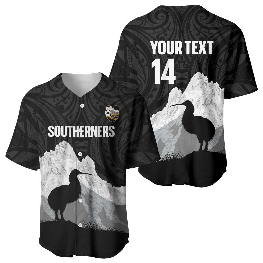 New Zealand South Island Football Custom Baseball Jersey Aoraki Mount Cook With Kiwi Maori Pattern LT14 - Polynesian Pride