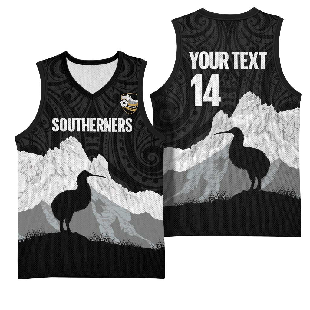 New Zealand South Island Football Custom Basketball Jersey Aoraki Mount Cook With Kiwi Maori Pattern LT14 - Polynesian Pride