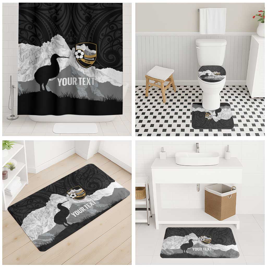 New Zealand South Island Football Custom Bathroom Set Aoraki Mount Cook With Kiwi Maori Pattern LT14 - Polynesian Pride