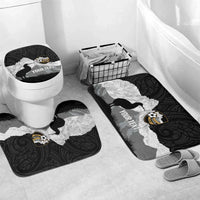 New Zealand South Island Football Custom Bathroom Set Aoraki Mount Cook With Kiwi Maori Pattern LT14 Mat Set Only (3 pcs) One Size Black - Polynesian Pride