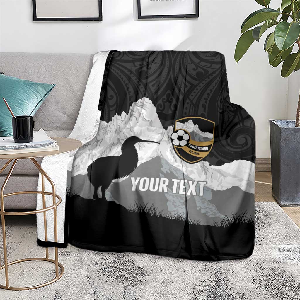 New Zealand South Island Football Custom Blanket Aoraki Mount Cook With Kiwi Maori Pattern LT14 - Polynesian Pride