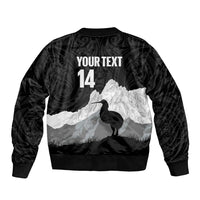 New Zealand South Island Football Custom Bomber Jacket Aoraki Mount Cook With Kiwi Maori Pattern LT14 - Polynesian Pride