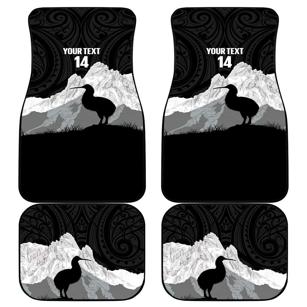 New Zealand South Island Football Custom Car Mats Aoraki Mount Cook With Kiwi Maori Pattern LT14 - Polynesian Pride