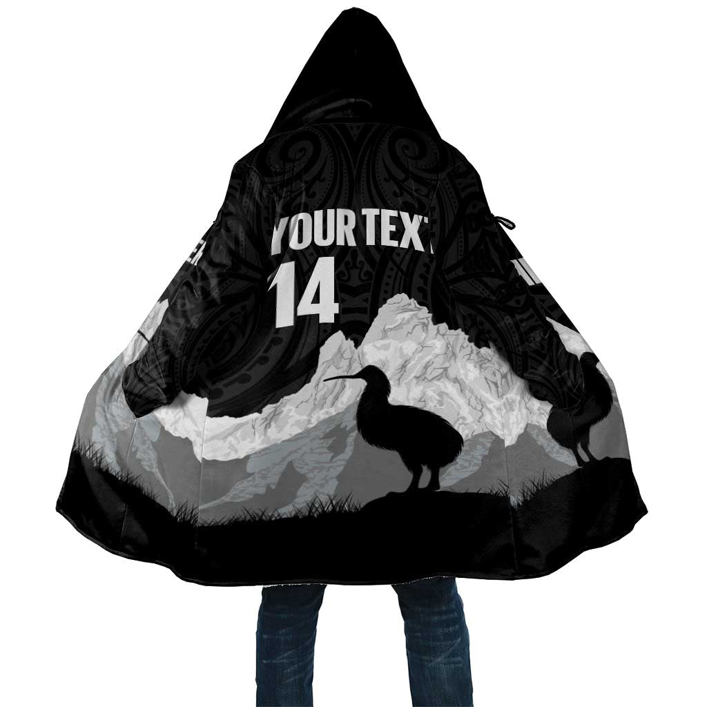 New Zealand South Island Football Custom Cloak Aoraki Mount Cook With Kiwi Maori Pattern LT14 Unisex Black - Polynesian Pride