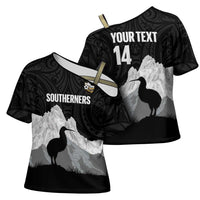 New Zealand South Island Football Custom Cross Shoulder Shirt Aoraki Mount Cook With Kiwi Maori Pattern LT14 - Polynesian Pride