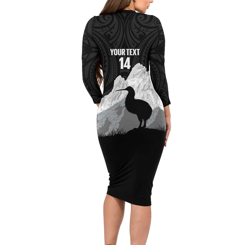New Zealand South Island Football Custom Family Matching Long Sleeve Bodycon Dress and Hawaiian Shirt Aoraki Mount Cook With Kiwi Maori Pattern LT14 - Polynesian Pride