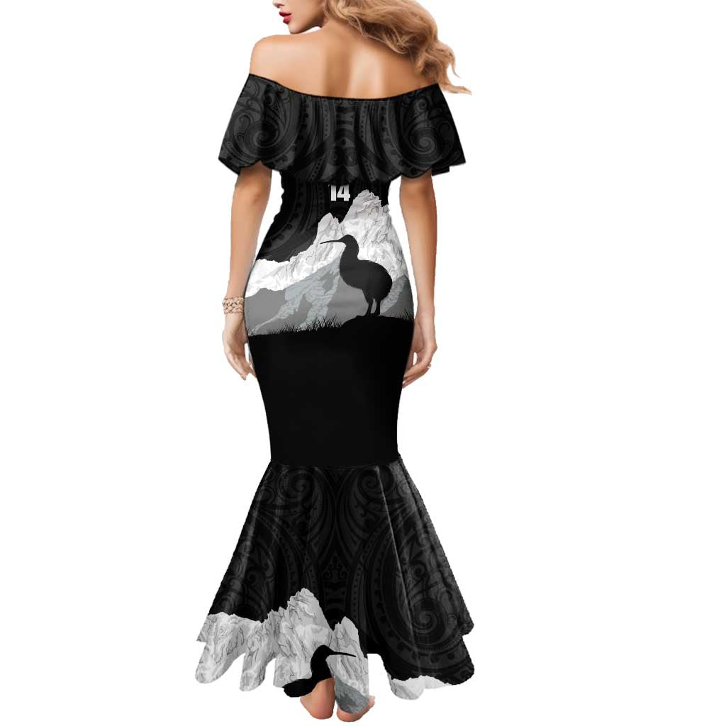 New Zealand South Island Football Custom Family Matching Mermaid Dress and Hawaiian Shirt Aoraki Mount Cook With Kiwi Maori Pattern LT14 - Polynesian Pride