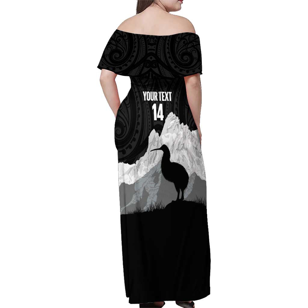 New Zealand South Island Football Custom Family Matching Off Shoulder Maxi Dress and Hawaiian Shirt Aoraki Mount Cook With Kiwi Maori Pattern LT14 - Polynesian Pride