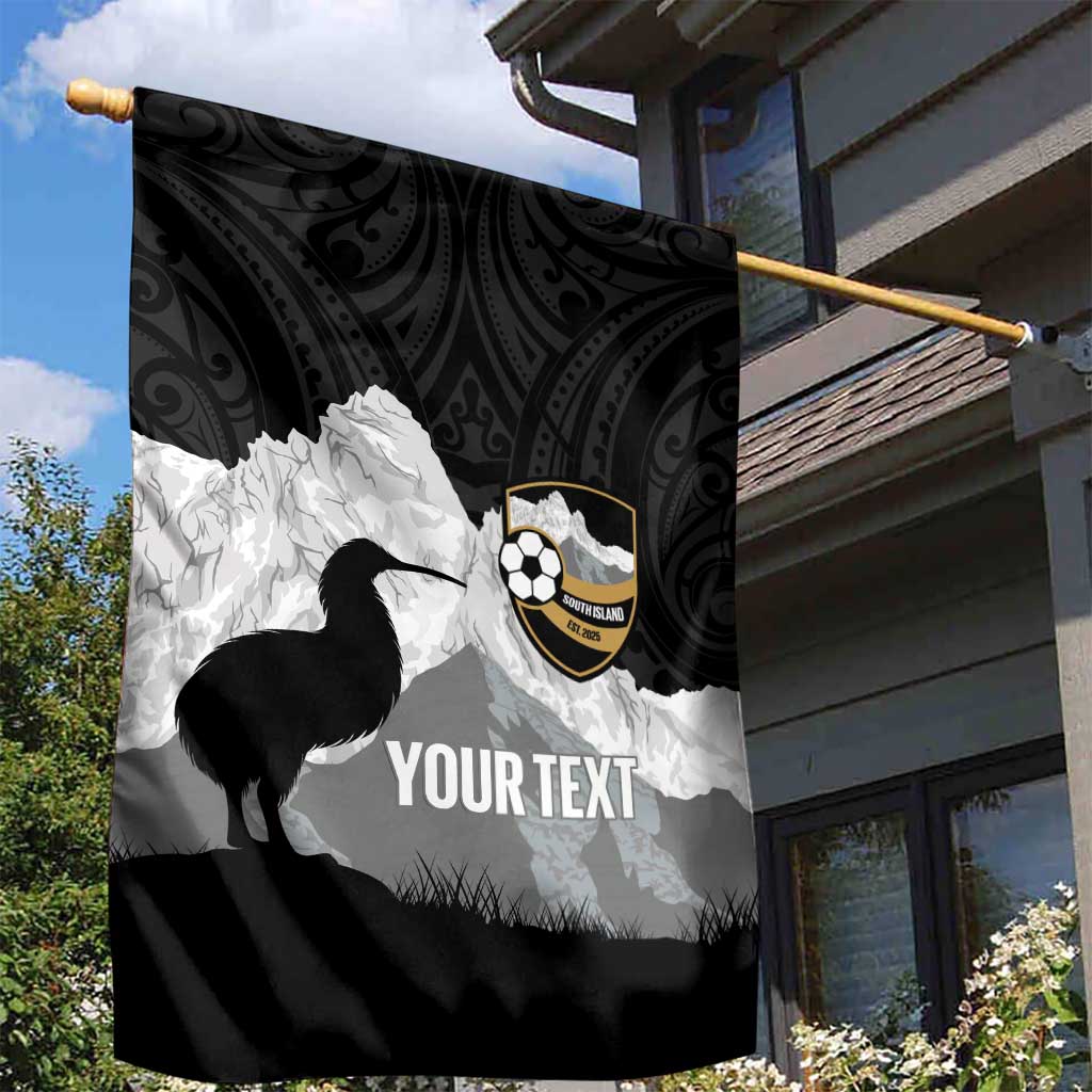 New Zealand South Island Football Custom Garden Flag Aoraki Mount Cook With Kiwi Maori Pattern