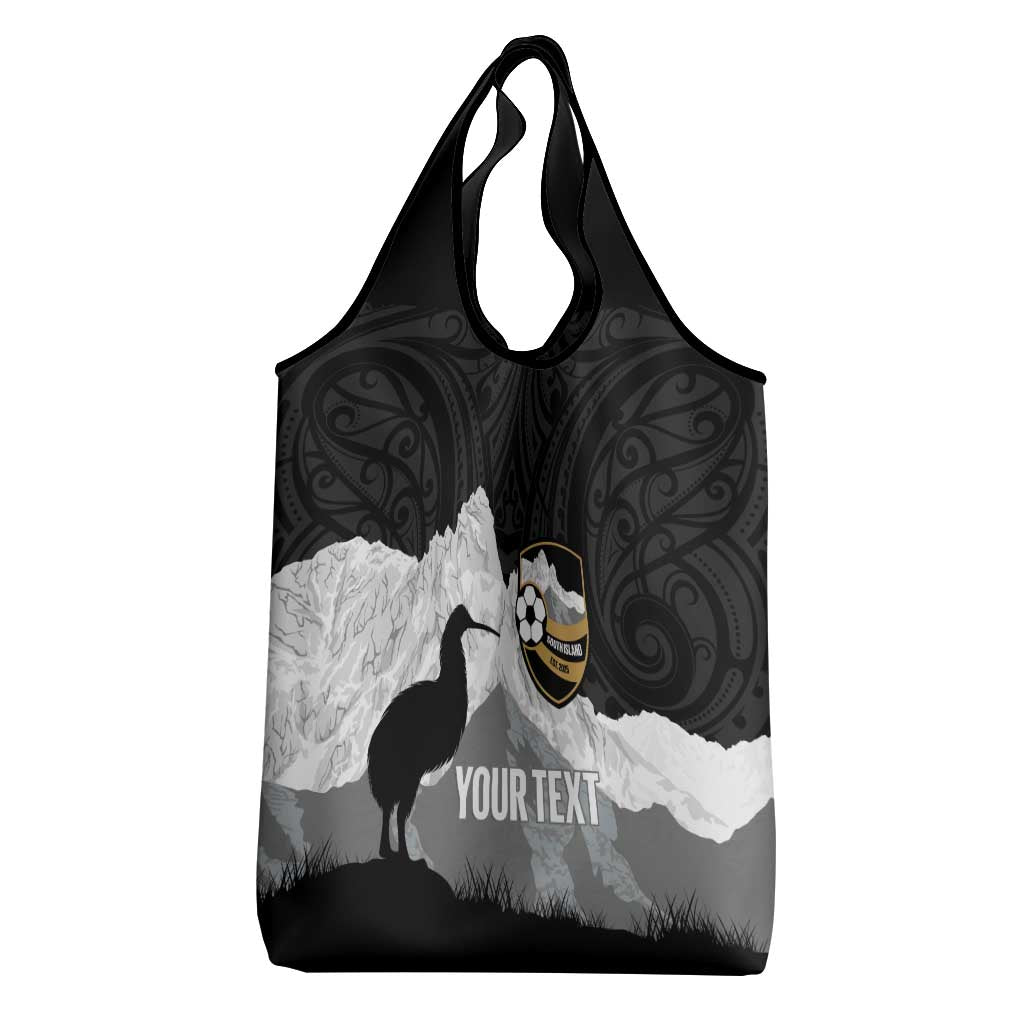 New Zealand South Island Football Custom Grocery Bag Aoraki Mount Cook With Kiwi Maori Pattern LT14 - Polynesian Pride