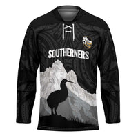 New Zealand South Island Football Custom Hockey Jersey Aoraki Mount Cook With Kiwi Maori Pattern LT14 Unisex Black - Polynesian Pride