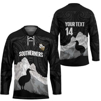 New Zealand South Island Football Custom Hockey Jersey Aoraki Mount Cook With Kiwi Maori Pattern LT14 - Polynesian Pride