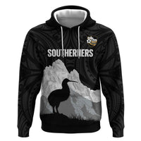 New Zealand South Island Football Custom Hoodie Aoraki Mount Cook With Kiwi Maori Pattern LT14 Pullover Hoodie Black - Polynesian Pride