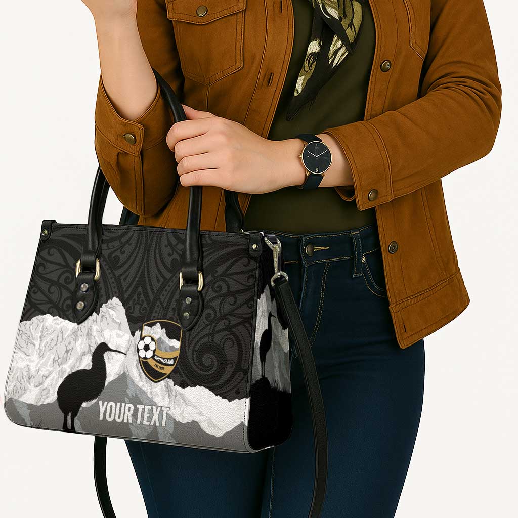 New Zealand South Island Football Custom Leather Bag Aoraki Mount Cook With Kiwi Maori Pattern LT14 - Polynesian Pride