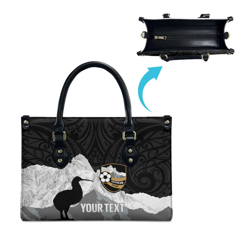 New Zealand South Island Football Custom Leather Bag Aoraki Mount Cook With Kiwi Maori Pattern LT14 - Polynesian Pride
