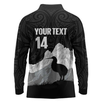 New Zealand South Island Football Custom Long Sleeve Polo Shirt Aoraki Mount Cook With Kiwi Maori Pattern LT14 - Polynesian Pride