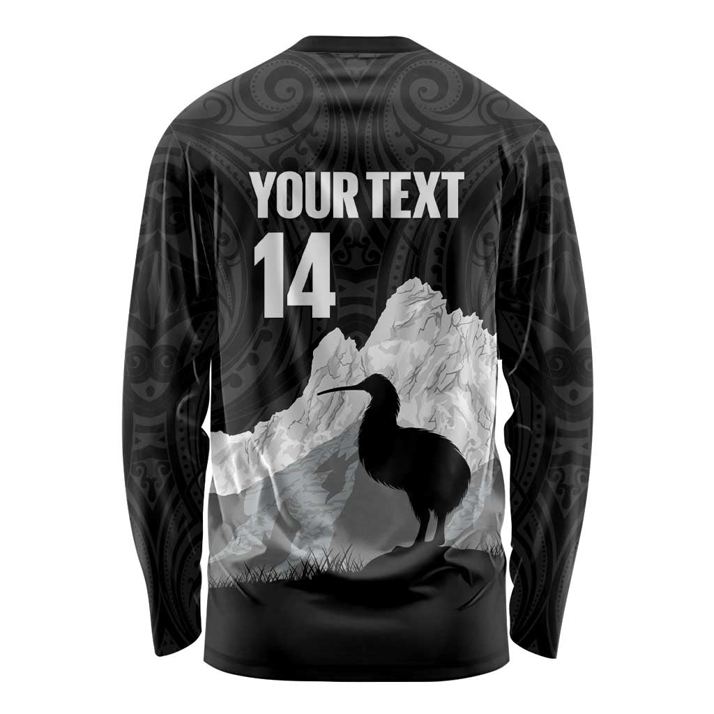 New Zealand South Island Football Custom Long Sleeve Shirt Aoraki Mount Cook With Kiwi Maori Pattern LT14 - Polynesian Pride