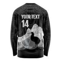 New Zealand South Island Football Custom Long Sleeve Shirt Aoraki Mount Cook With Kiwi Maori Pattern LT14 - Polynesian Pride
