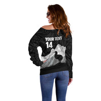New Zealand South Island Football Custom Off Shoulder Sweater Aoraki Mount Cook With Kiwi Maori Pattern