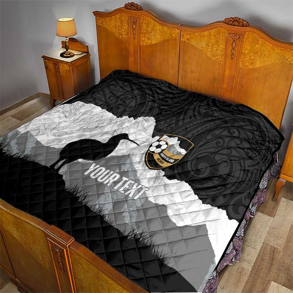 New Zealand South Island Football Custom Quilt Aoraki Mount Cook With Kiwi Maori Pattern LT14 - Polynesian Pride