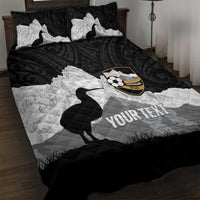 New Zealand South Island Football Custom Quilt Bed Set Aoraki Mount Cook With Kiwi Maori Pattern LT14 Black - Polynesian Pride