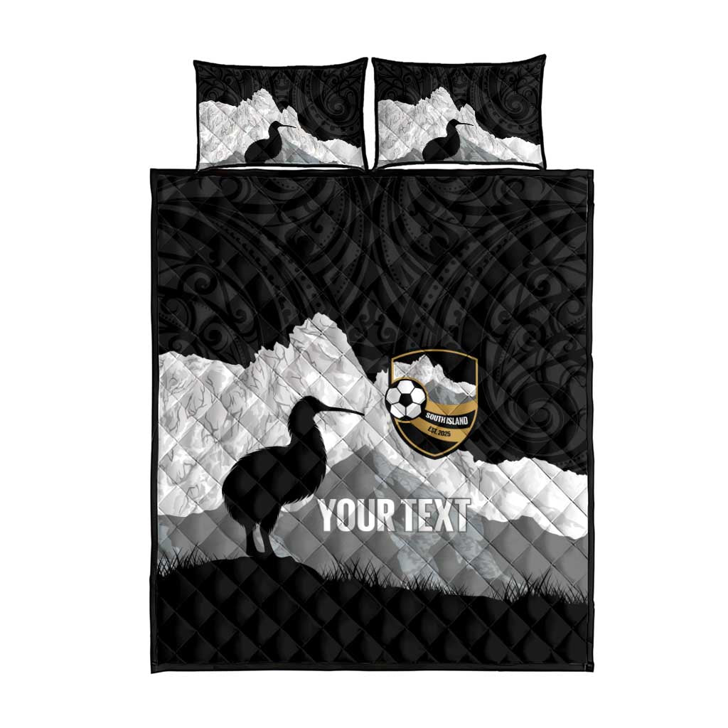 New Zealand South Island Football Custom Quilt Bed Set Aoraki Mount Cook With Kiwi Maori Pattern LT14 - Polynesian Pride