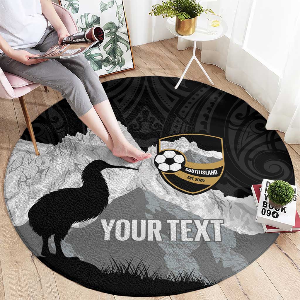 New Zealand South Island Football Custom Round Carpet Aoraki Mount Cook With Kiwi Maori Pattern LT14 - Polynesian Pride