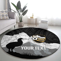 New Zealand South Island Football Custom Round Carpet Aoraki Mount Cook With Kiwi Maori Pattern LT14 - Polynesian Pride