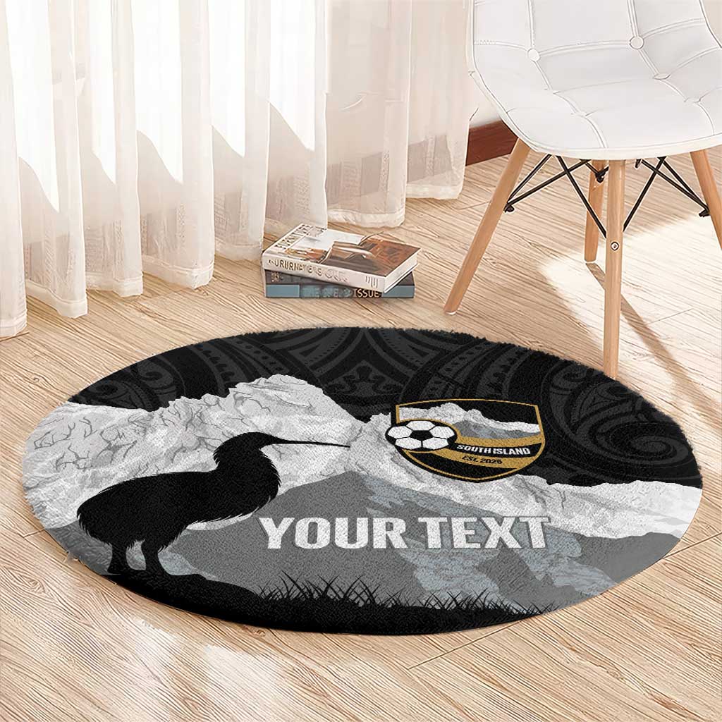 New Zealand South Island Football Custom Round Carpet Aoraki Mount Cook With Kiwi Maori Pattern LT14 - Polynesian Pride