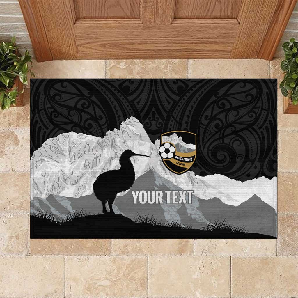 New Zealand South Island Football Custom Rubber Doormat Aoraki Mount Cook With Kiwi Maori Pattern