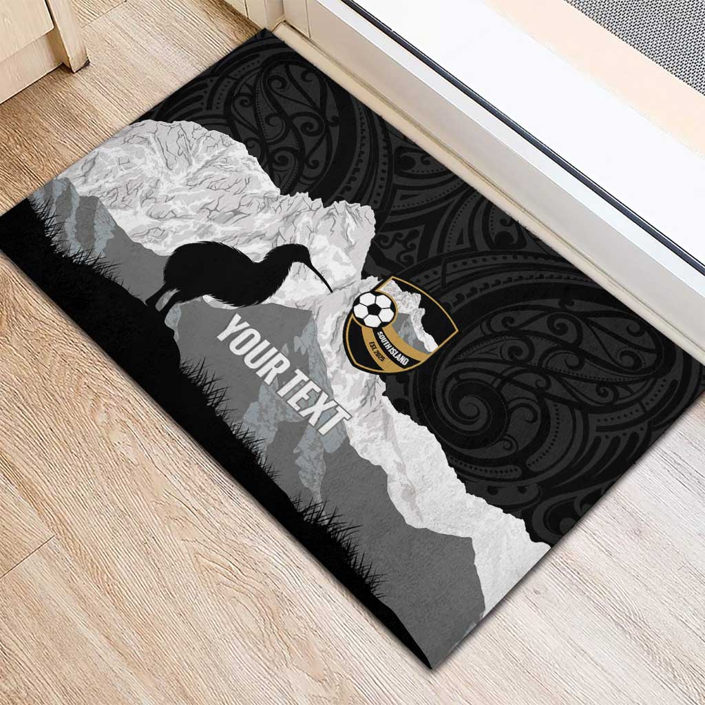 New Zealand South Island Football Custom Rubber Doormat Aoraki Mount Cook With Kiwi Maori Pattern LT14 - Polynesian Pride