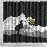 New Zealand South Island Football Custom Shower Curtain Aoraki Mount Cook With Kiwi Maori Pattern LT14 - Polynesian Pride