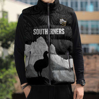 New Zealand South Island Football Custom Sleeveless Puffer Jacket Aoraki Mount Cook With Kiwi Maori Pattern LT14 - Polynesian Pride