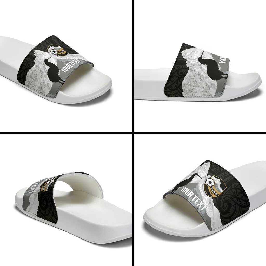 New Zealand South Island Football Custom Slide Sandals Aoraki Mount Cook With Kiwi Maori Pattern LT14 - Polynesian Pride