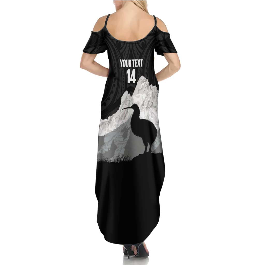 New Zealand South Island Football Custom Summer Maxi Dress Aoraki Mount Cook With Kiwi Maori Pattern LT14 - Polynesian Pride
