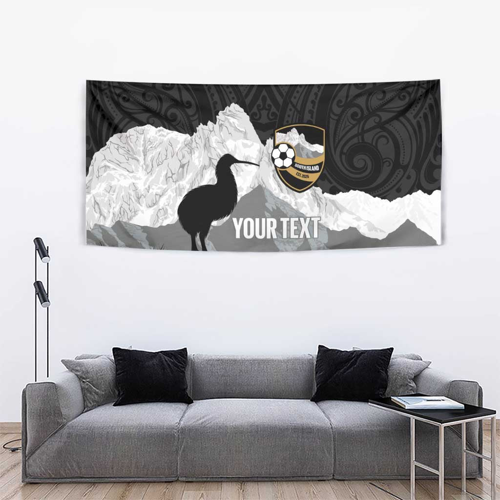 New Zealand South Island Football Custom Tapestry Aoraki Mount Cook With Kiwi Maori Pattern