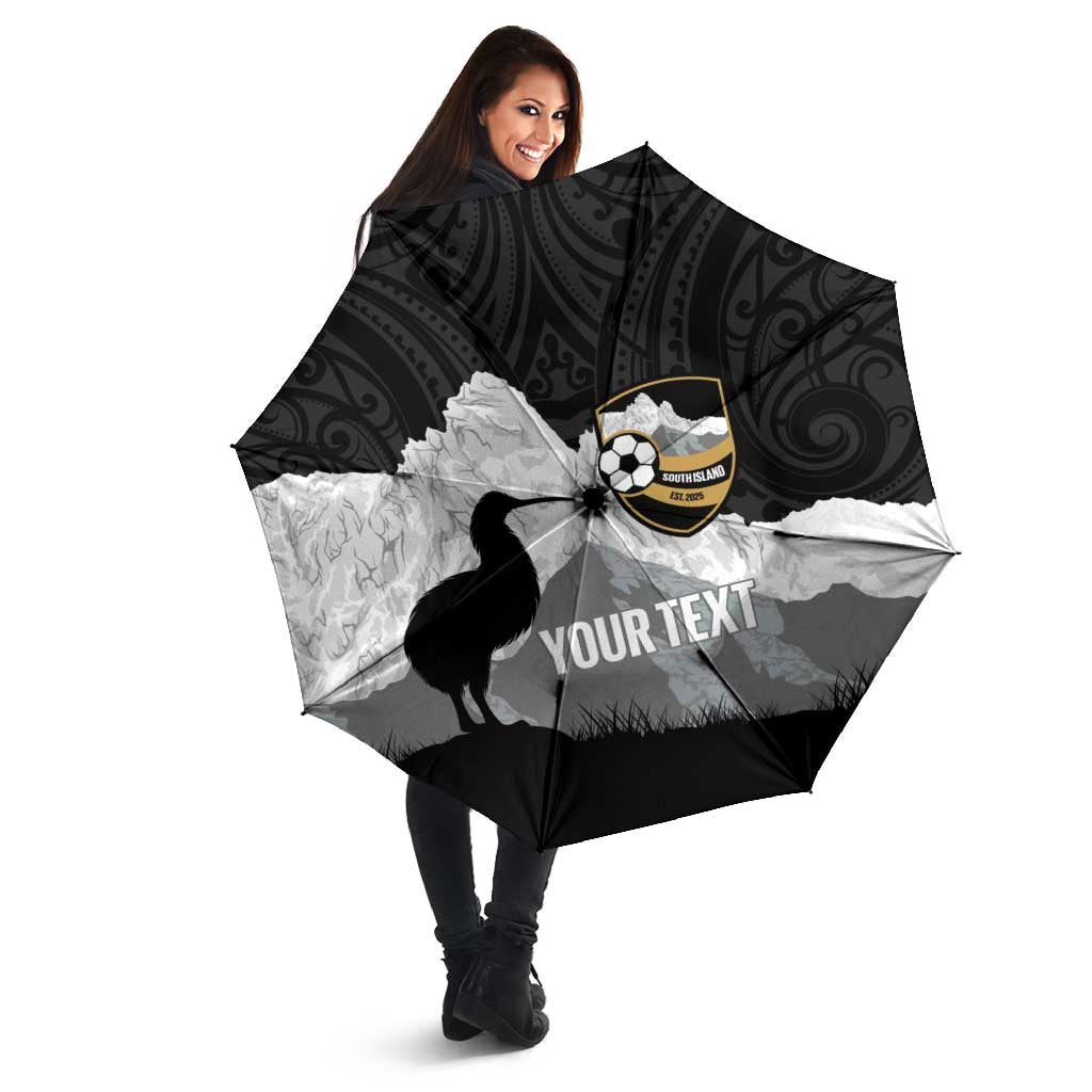 New Zealand South Island Football Custom Umbrella Aoraki Mount Cook With Kiwi Maori Pattern LT14 - Polynesian Pride