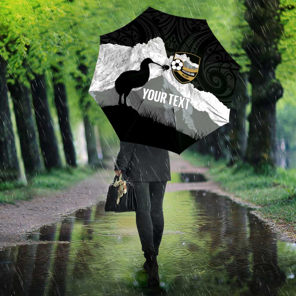 New Zealand South Island Football Custom Umbrella Aoraki Mount Cook With Kiwi Maori Pattern LT14 - Polynesian Pride