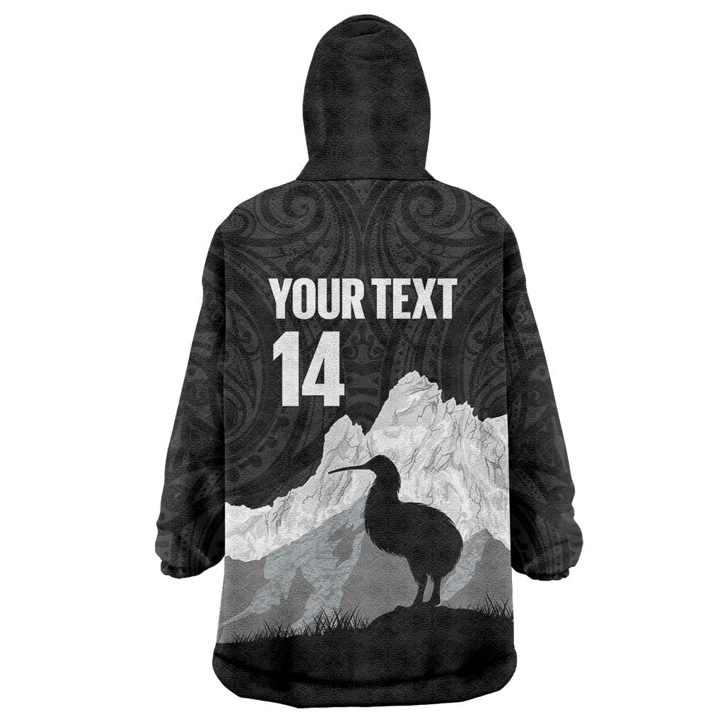 New Zealand South Island Football Custom Wearable Blanket Hoodie Aoraki Mount Cook With Kiwi Maori Pattern LT14 - Polynesian Pride