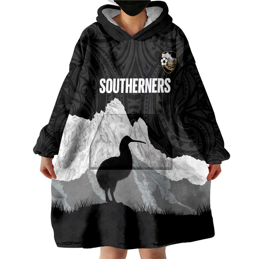 New Zealand South Island Football Custom Wearable Blanket Hoodie Aoraki Mount Cook With Kiwi Maori Pattern LT14 - Polynesian Pride