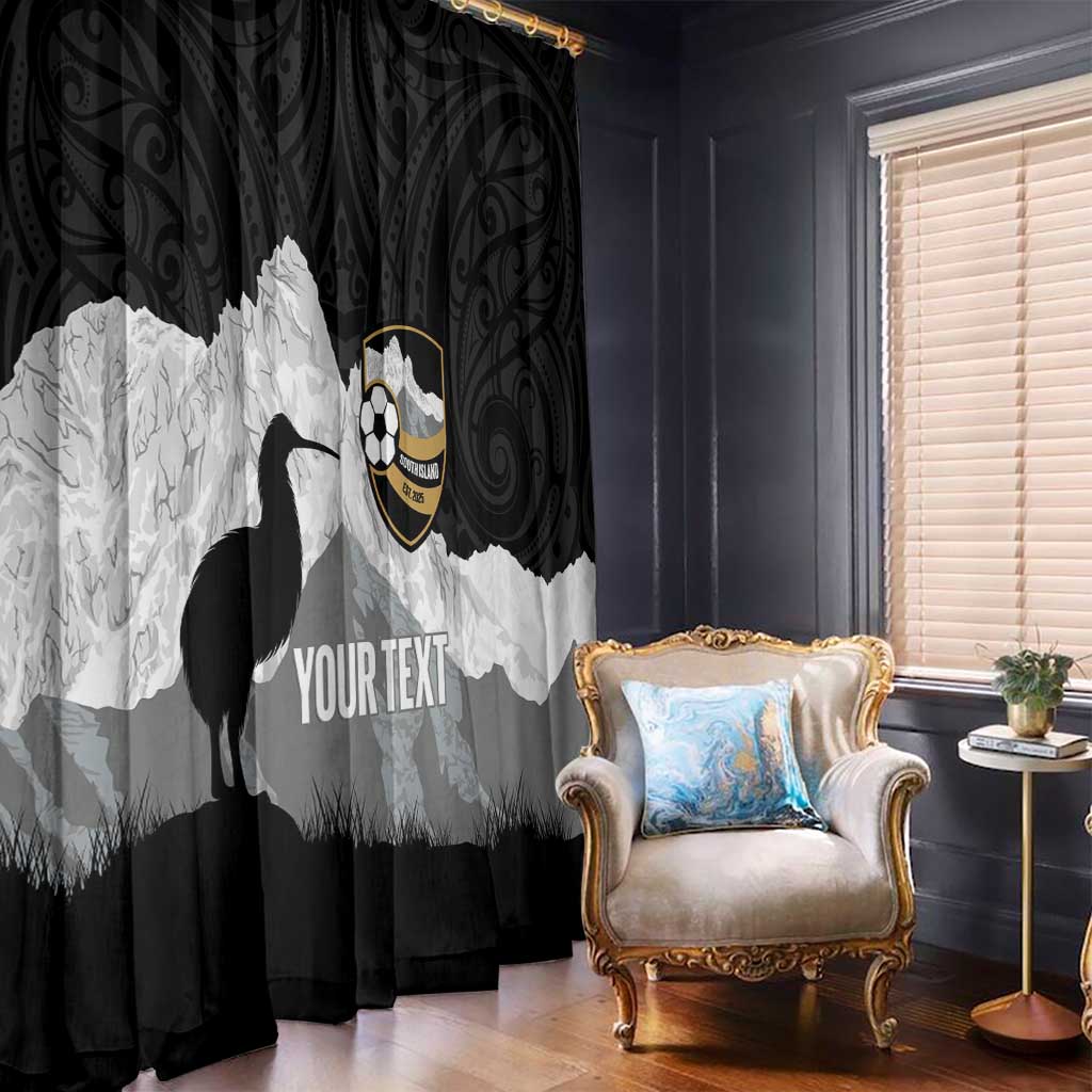 New Zealand South Island Football Custom Window Curtain Aoraki Mount Cook With Kiwi Maori Pattern LT14 - Polynesian Pride