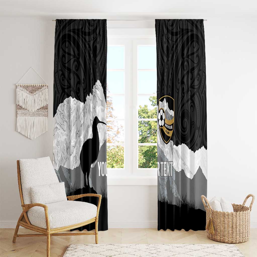 New Zealand South Island Football Custom Window Curtain Aoraki Mount Cook With Kiwi Maori Pattern LT14 - Polynesian Pride