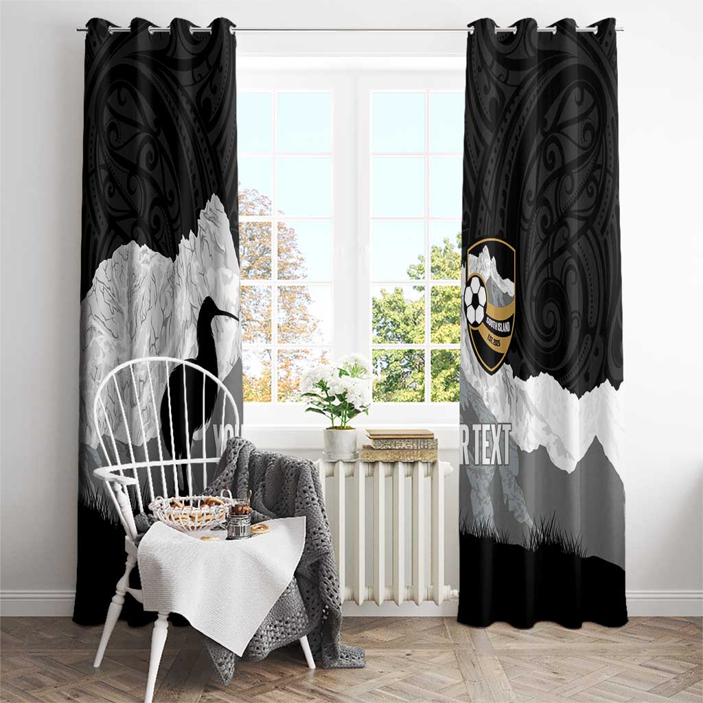 New Zealand South Island Football Custom Window Curtain Aoraki Mount Cook With Kiwi Maori Pattern LT14 - Polynesian Pride