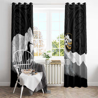 New Zealand South Island Football Custom Window Curtain Aoraki Mount Cook With Kiwi Maori Pattern LT14 - Polynesian Pride