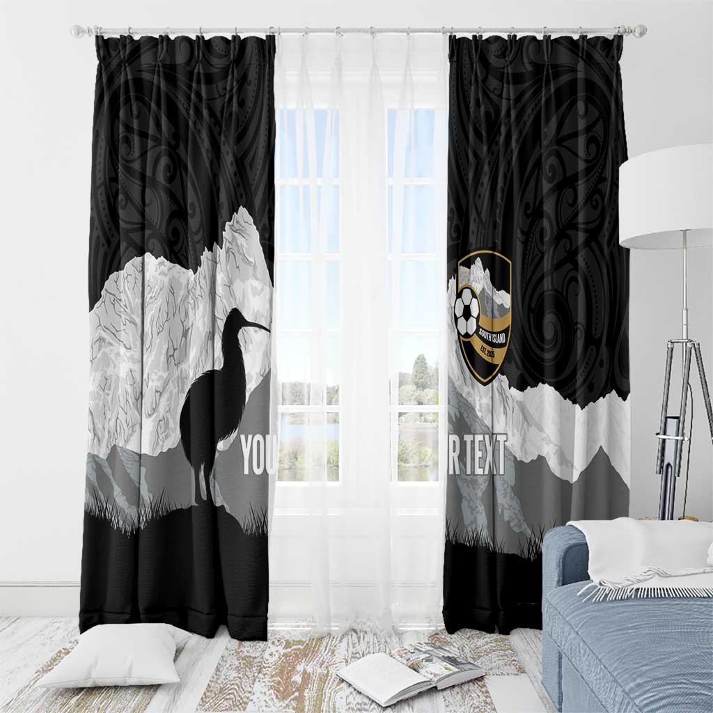 New Zealand South Island Football Custom Window Curtain Aoraki Mount Cook With Kiwi Maori Pattern LT14 - Polynesian Pride